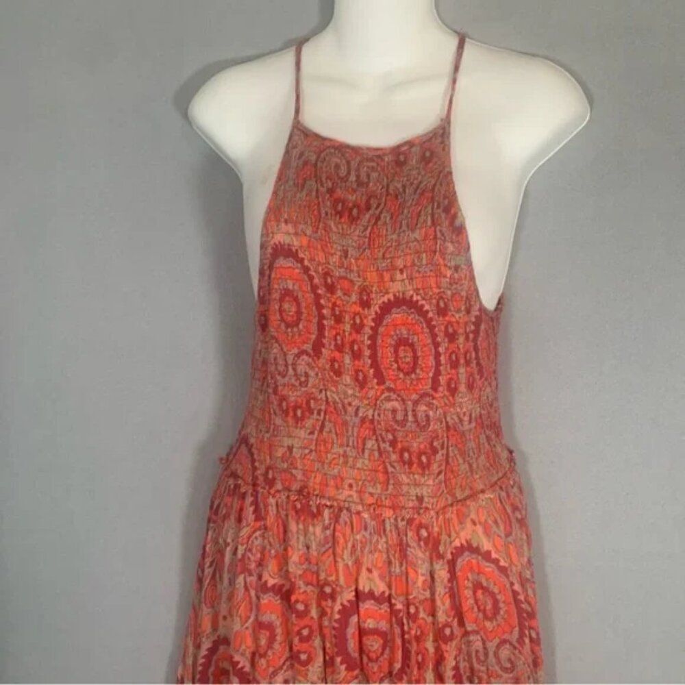 Free People Seasons in the Sun flowy sleeveless T-back smocked MIDI Dress XS - Picture 4 of 7